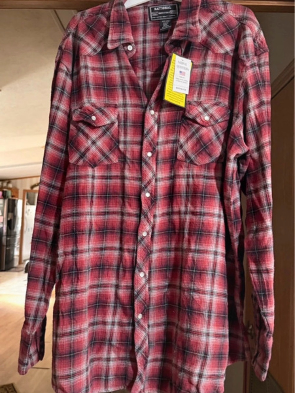 American Eagle Outfitters Red Plaid Button-Down Shirt